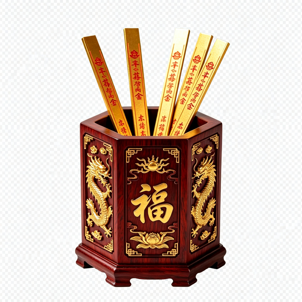 关帝灵签 · 黄铜签筒
